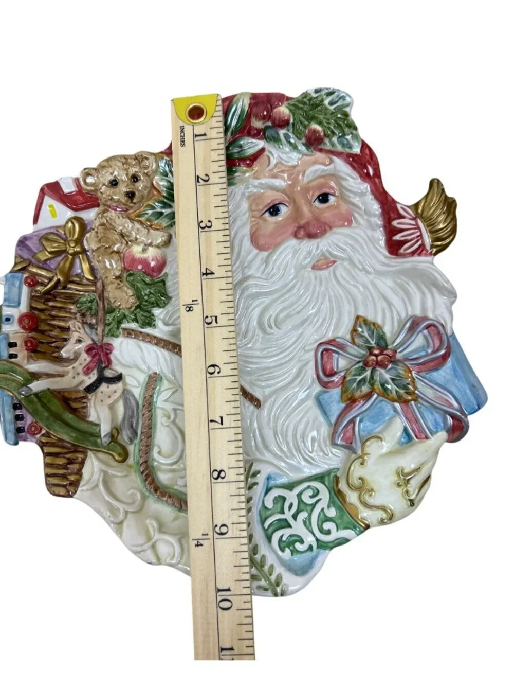 Fitz & Floyd Santa Plate Enchanted Holiday Christmas Decor Ceramic Hand Painted